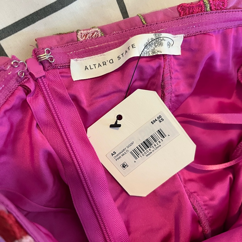 Altar'd State Hot Pink Floral Strapless Dress - Picture 3 of 3